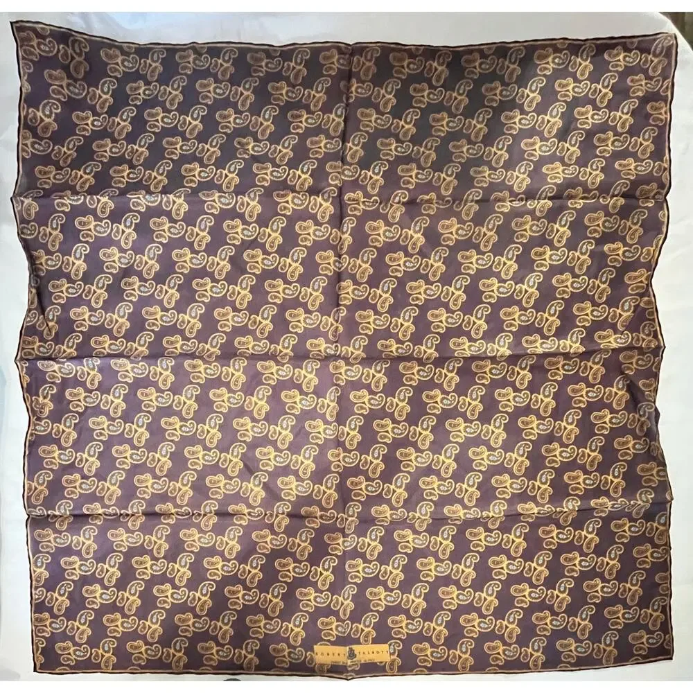ROBERT TALBOTT Fine Silk Scarf Printed in Italy  - Purple - Semi Sheer 26